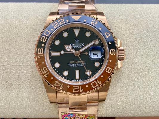 REPLICA GMT MASTER II M126715CHNR-0001 CLEAN FACTORY GOLD STRAP