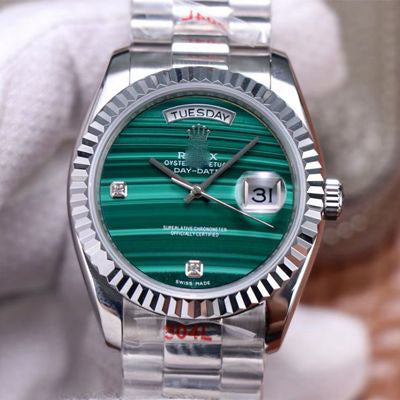 REPLICA PRESIDENT DAY DATE 18038 MALACHITE GREEN DIAMOND DIAL