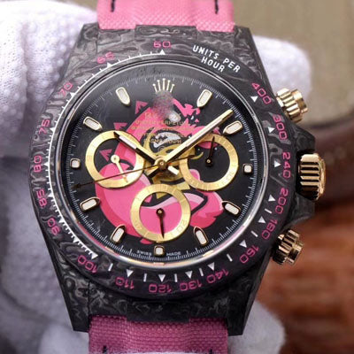 REPLICA DAYTONA COSMOS CHRONOGRAPH CARBON FIBER EDITION PINK EXPLODED DRAGON DIAL