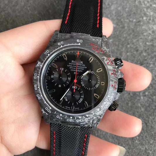 REPLICA DAYTONA COSMOGRAPH CARBON FIBER DIW CUSTOMIZED VERSION NOOB FACTORY BLACK DIAL