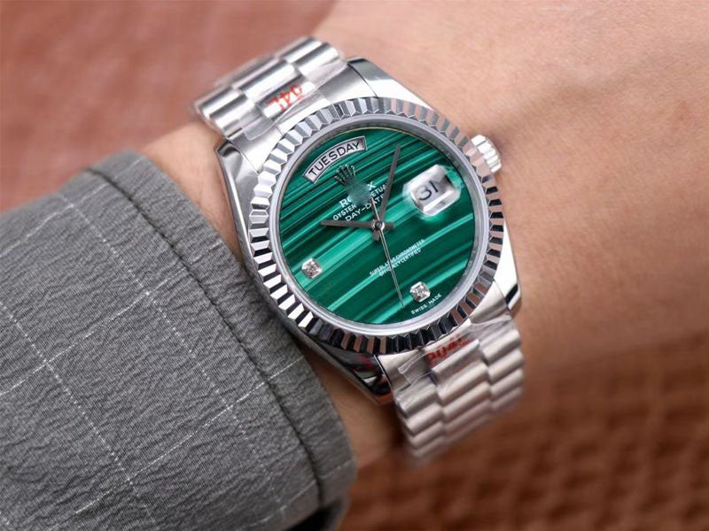 REPLICA PRESIDENT DAY DATE 18038 MALACHITE GREEN DIAMOND DIAL