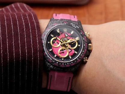 REPLICA DAYTONA COSMOS CHRONOGRAPH CARBON FIBER EDITION PINK EXPLODED DRAGON DIAL