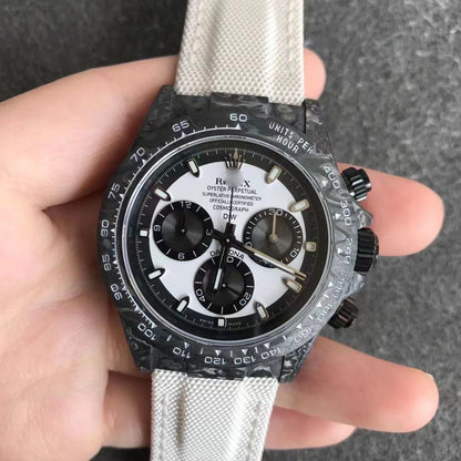 REPLICA DAYTONA COSMOGRAPH CARBON FIBER DIW CUSTOMIZED VERSION NOOB FACTORY WHITE DIAL