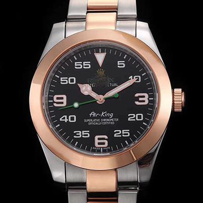 REPLICA AIR-KING 116900 ROSE GOLD JF FACTORY BLACK DIAL