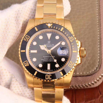 REPLICA SUBMARINER DATE 116618LN VR FACTORY 18K YELLOW GOLD WRAPPED BLACK DIAL