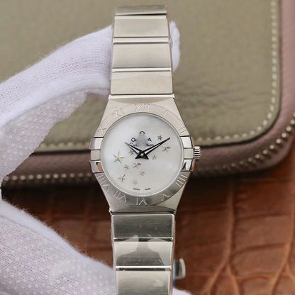 REPLICA CONSTELLATION QUARTZ LADIES 27MM TW FACTORY WHITE DIAL