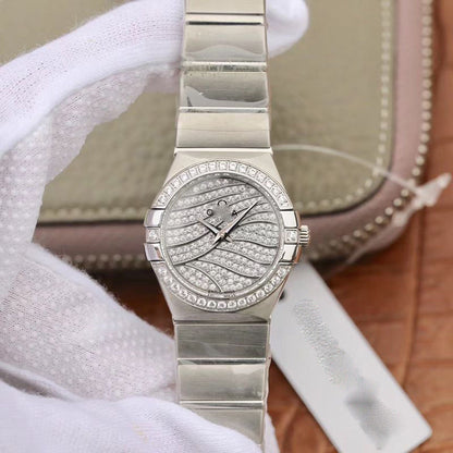 REPLICA CONSTELLATION QUARTZ LADIES 27MM TW FACTORY WHITE GOLD DIAMOND DIAL