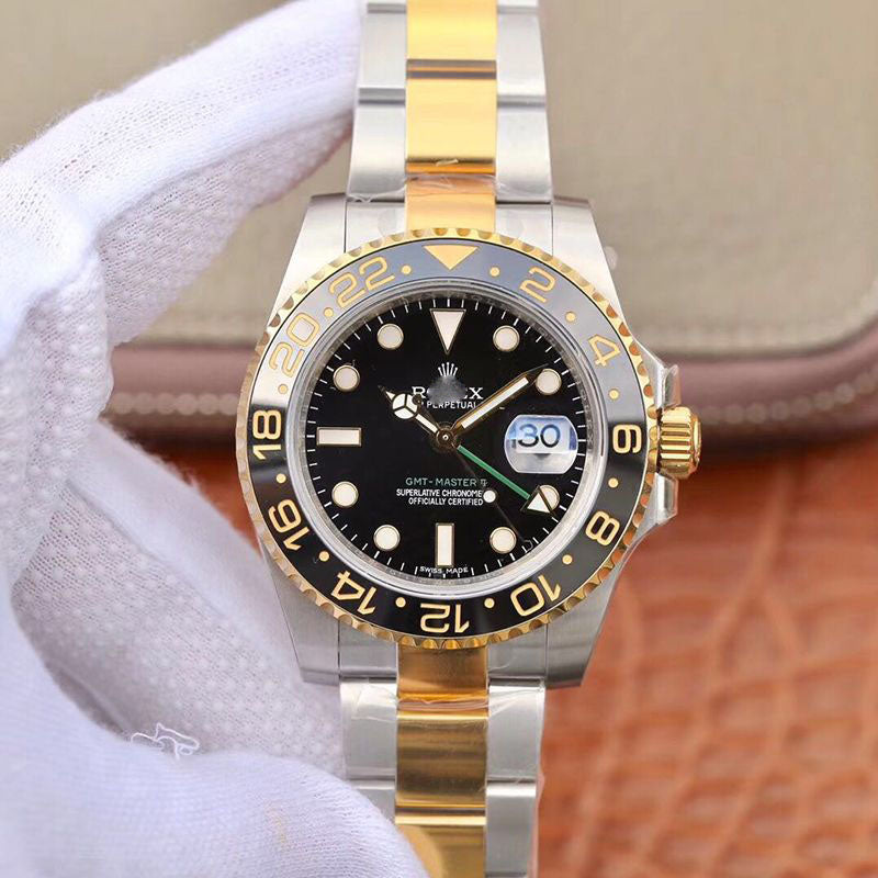 REPLICA GMT MASTER II 116713LN EW FACTORY YELLOW GOLD BEZEL