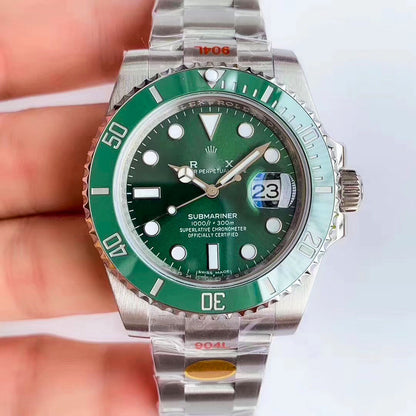 REPLICA SUBMARINER DATE OYSTER 40MM OYSTERSTEEL 116610LV NOOB FACTORY V10 GREEN DIAL WATCH