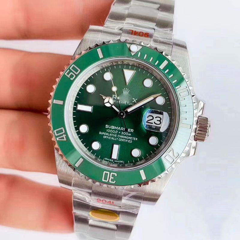 REPLICA SUBMARINER DATE OYSTER 40MM OYSTERSTEEL 116610LV NOOB FACTORY V10 GREEN DIAL WATCH