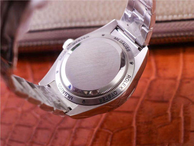 REPLICA MILGAUSS BASE 116400 LABEL NOIR DESIGN LNT01HS-001 JB FACTORY SILVER CASE WATCH