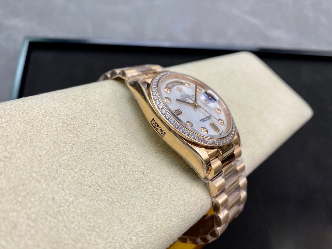 REPLICA DAY DATE 128238 EW FACTORY WHITE DIAL GOLD STRAP