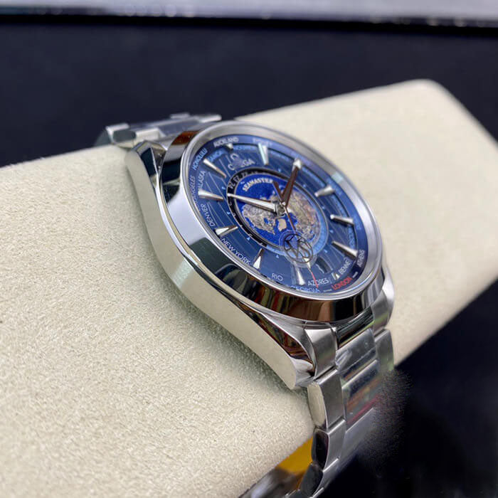 REPLICA SEAMASTER AQUA TERRA GMT WORLDTIMER 220.10.43.22.03.001 VS FACTORY BLUE DIAL