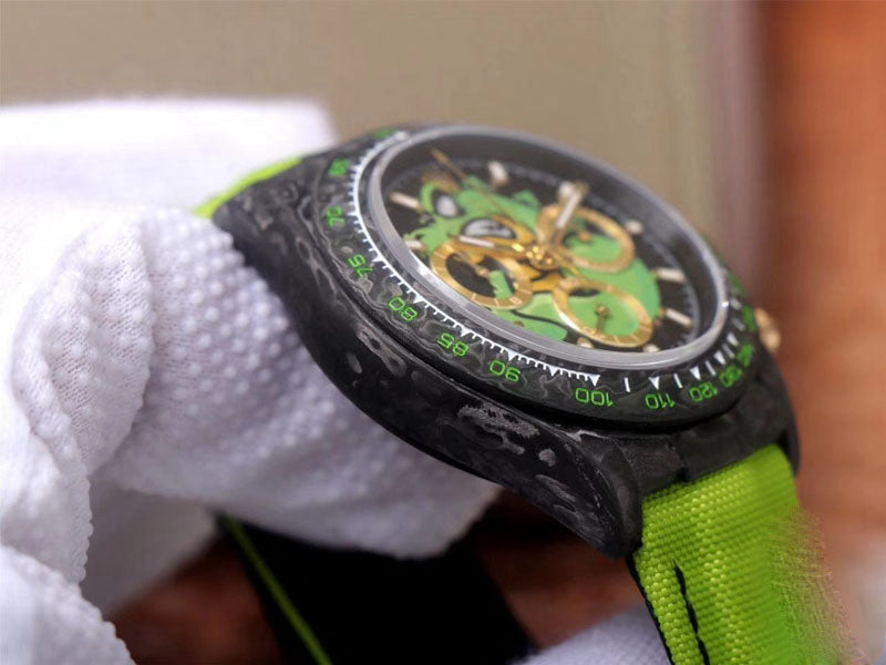 REPLICA DAYTONA COSMOS CHRONOGRAPH CARBON FIBER EDITION GREEN EXPLODED DRAGON DIAL