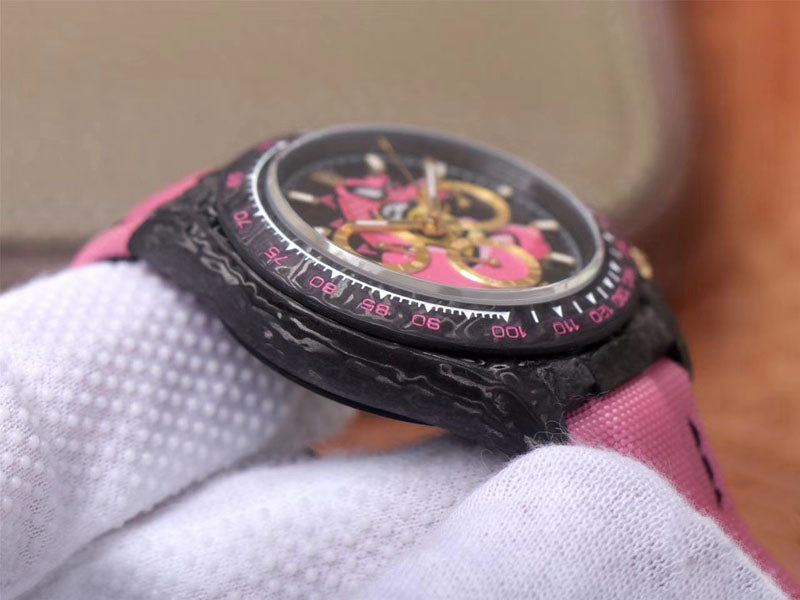 REPLICA DAYTONA COSMOS CHRONOGRAPH CARBON FIBER EDITION PINK EXPLODED DRAGON DIAL