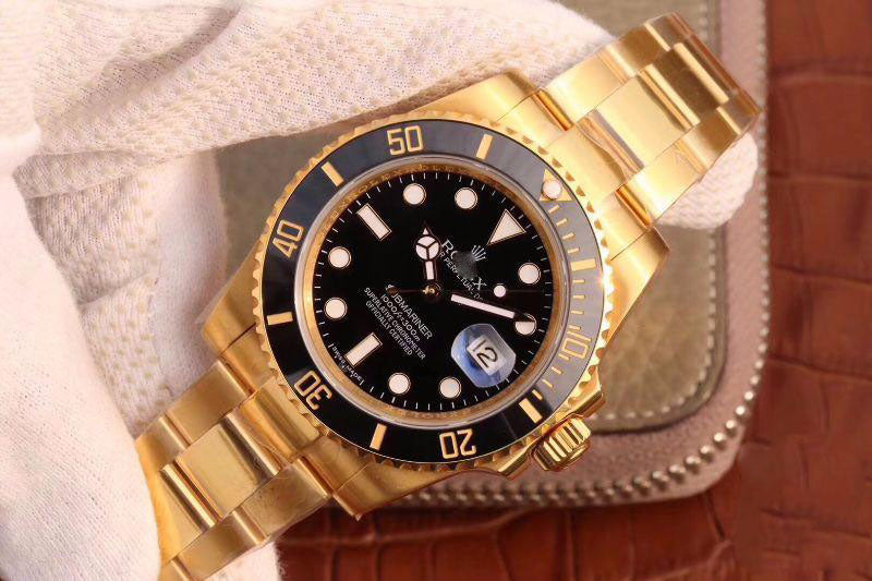 REPLICA SUBMARINER DATE 116618LN VR FACTORY 18K YELLOW GOLD WRAPPED BLACK DIAL