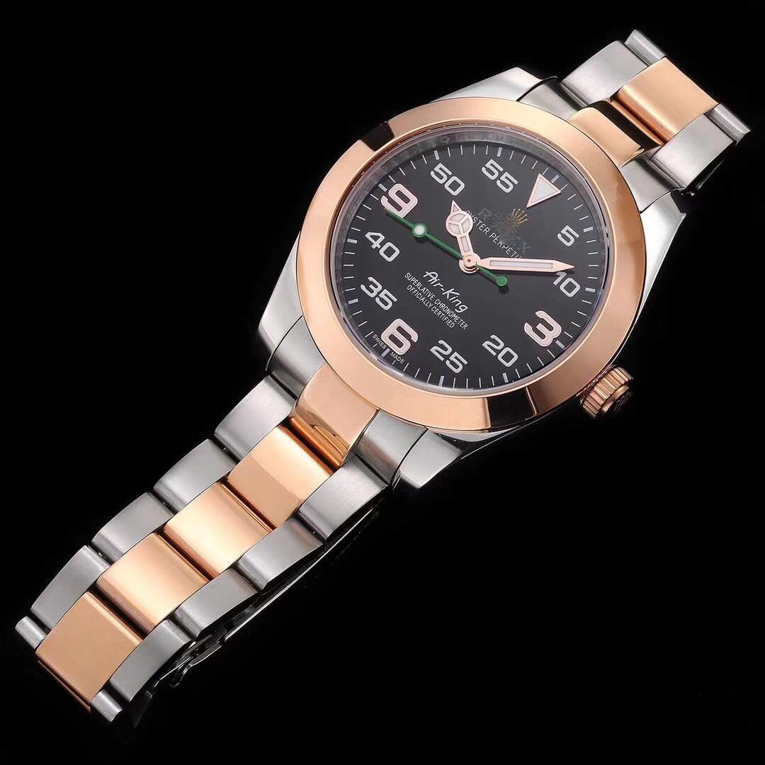 REPLICA AIR-KING 116900 ROSE GOLD JF FACTORY BLACK DIAL