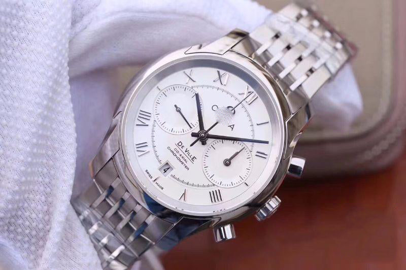 REPLICA DE VILLE CO-AXIAL CHRONOGRAPH 42MM 431.10.42.51.02.001 OM FACTORY WHITE DIAL