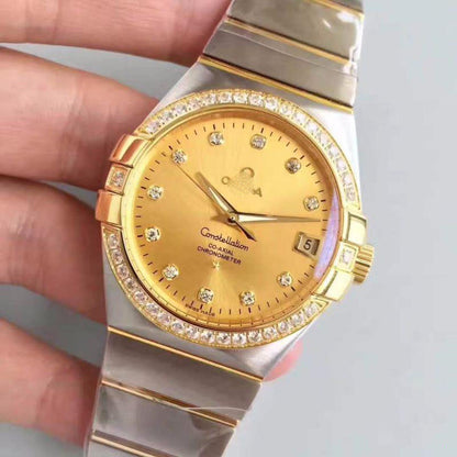 REPLICA CONSTELLATION 123.55.38.21.58.001 38MM 3S FACTORY GOLD DIAL