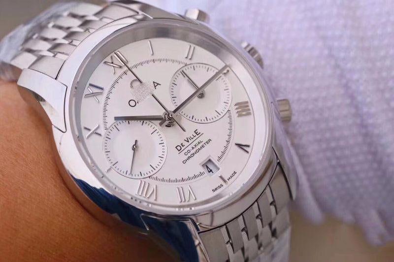 REPLICA DE VILLE CO-AXIAL CHRONOGRAPH 42MM 431.10.42.51.02.001 OM FACTORY WHITE DIAL