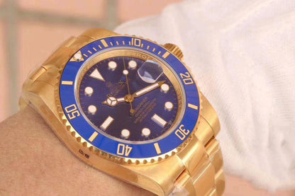 REPLICA SUBMARINER DATE 116618LB VR FACTORY 18K YELLOW GOLD WRAPPED BLUE DIAL