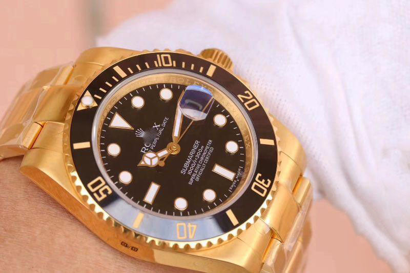 REPLICA SUBMARINER DATE 116618LN VR FACTORY 18K YELLOW GOLD WRAPPED BLACK DIAL